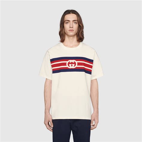 gucci interlocking g stripe print t-shirt|Gucci Interlocking G stripe print T.